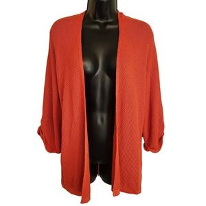 Staccato‎ Open Front Knit Lightweight Cardigan Orange Womens Small